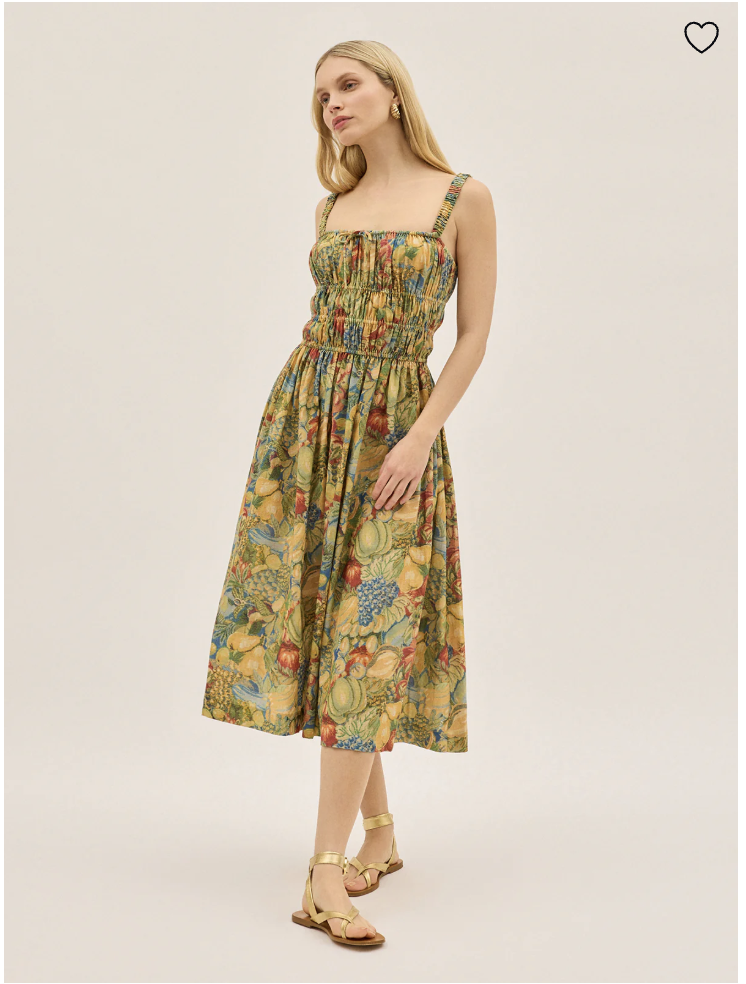 Kitri Arya Fruit Print Linen Blend Dress