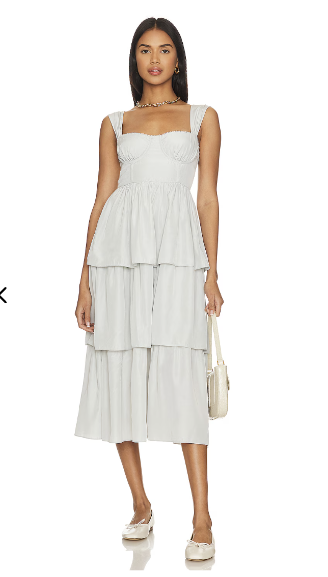 WeWoreWhat Corset Tiered Midi Dress