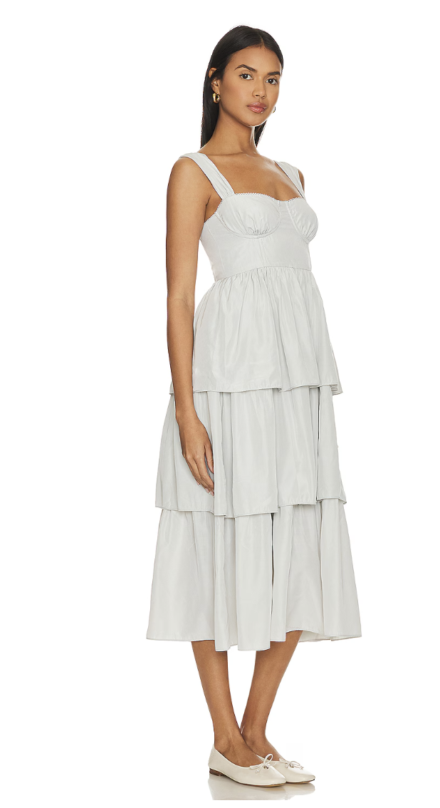 WeWoreWhat Corset Tiered Midi Dress