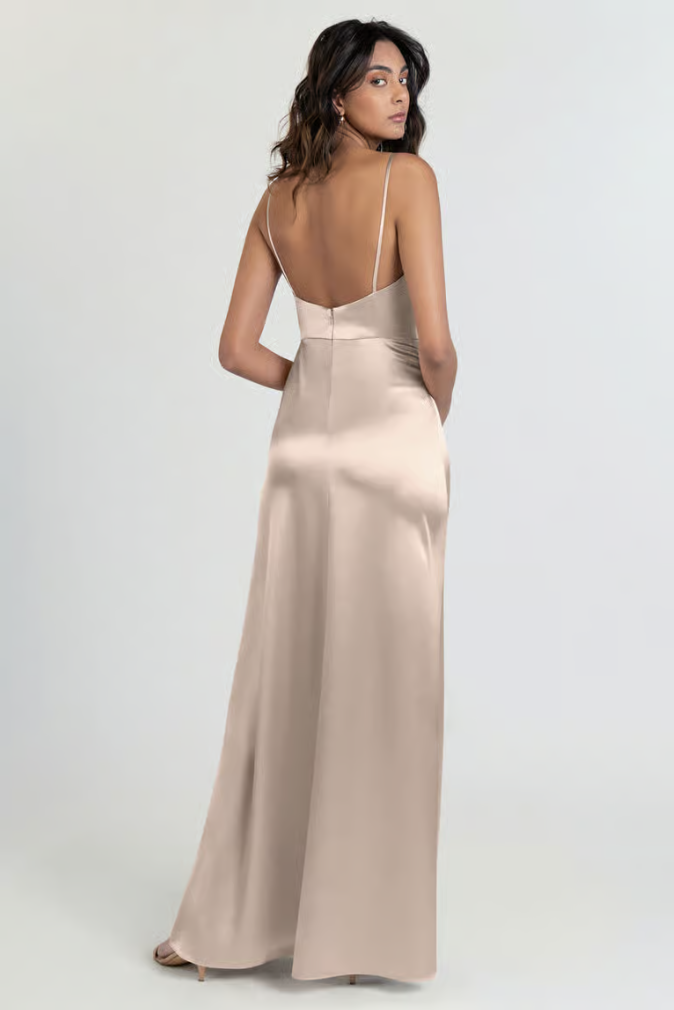 Jenny Yoo Scoop Neck Satin Dress