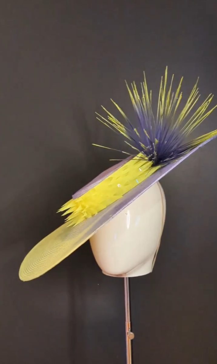 Derby fashion hat - purple and yellow ombre wide brim hat