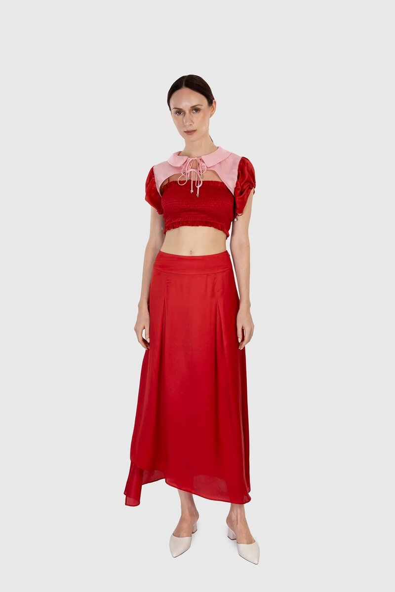 High-waisted Asymmetrical Skirt - L