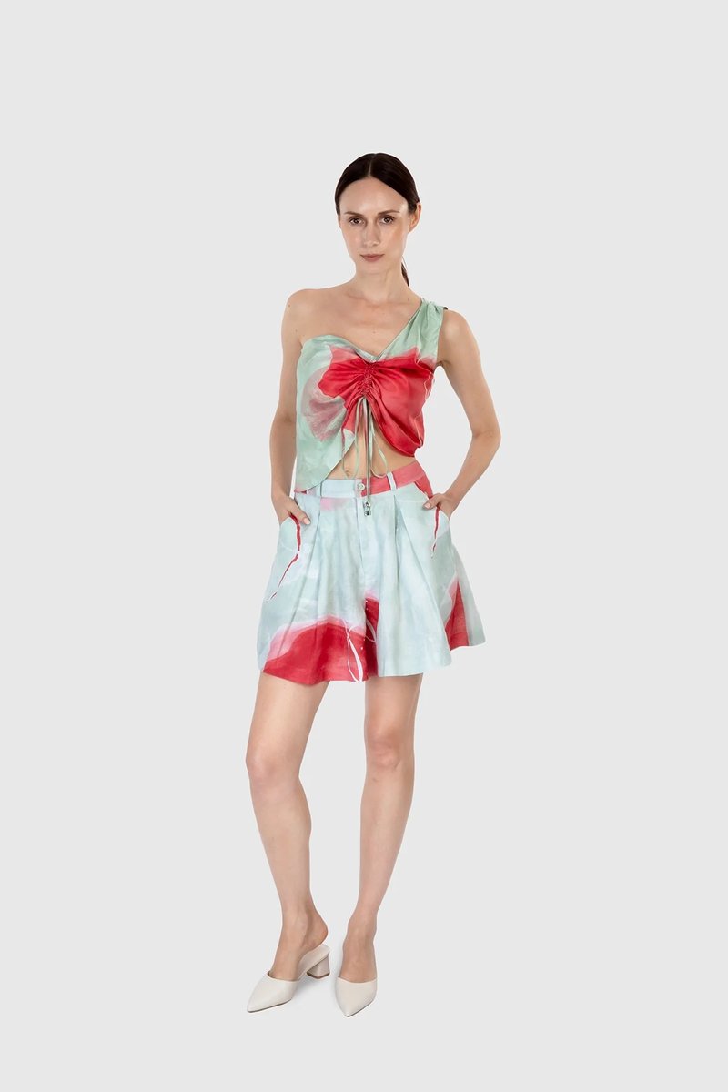One Shoulder Adjustable Midriff Top - S