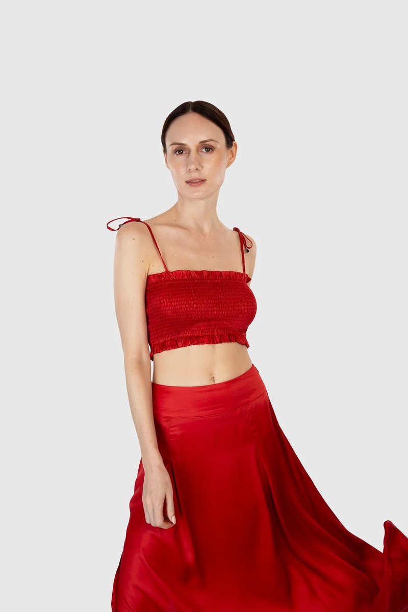 Sleeveless Elastic Cropped Tube Top - M