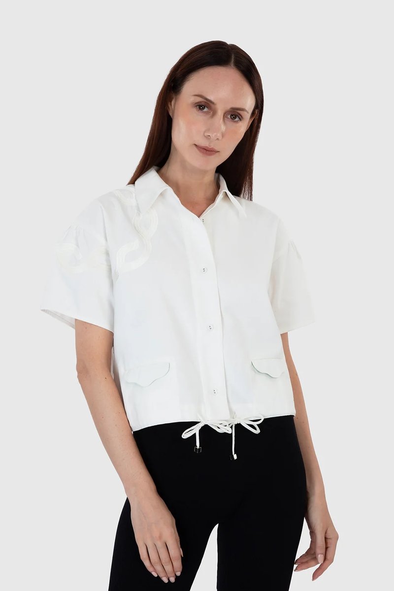 Short Embroidered Shirt Jacket - S