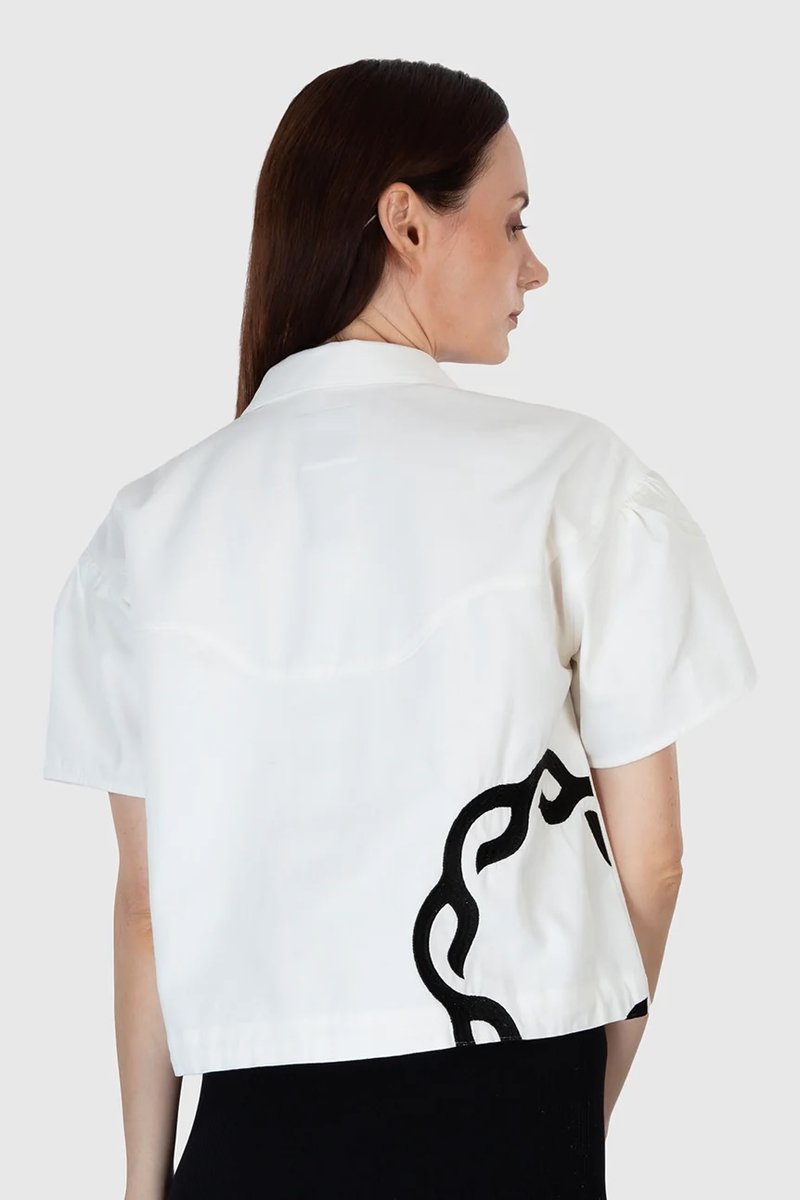 Short Embroidered Shirt Jacket - S