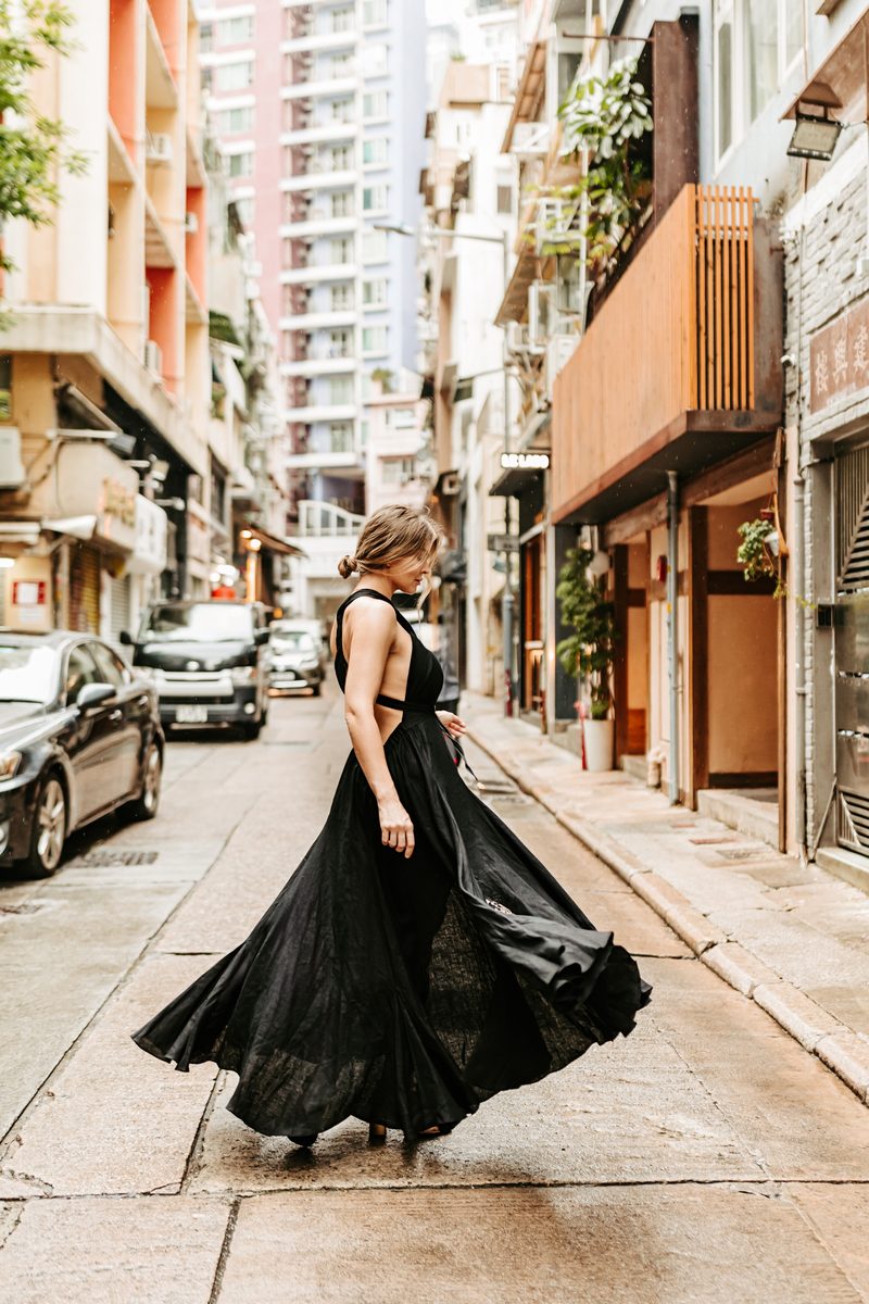 LINEN SKIRT BLACK