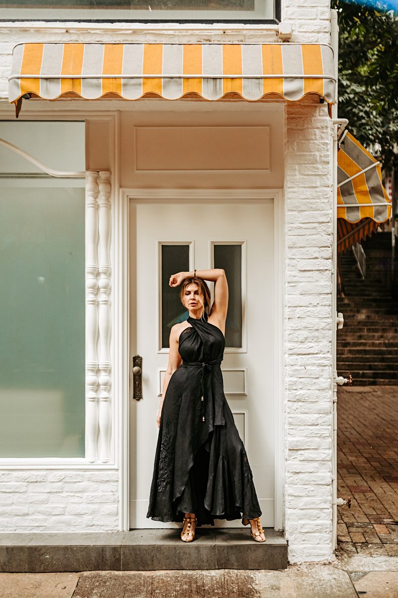 LINEN SKIRT BLACK