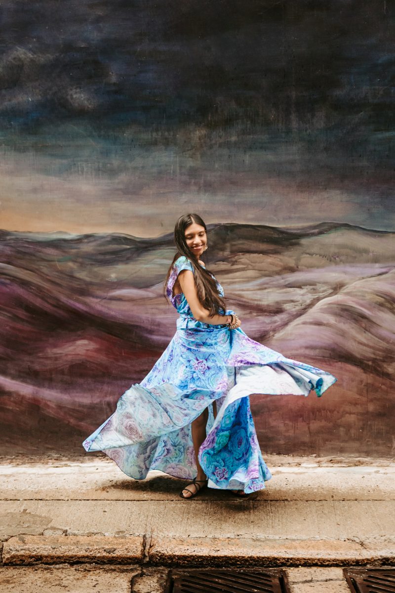 CAPRI SKIRT BLUE-PURPLE PRINT