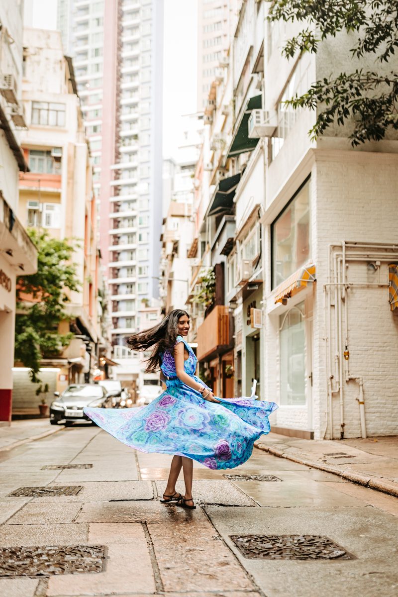 CAPRI SKIRT BLUE-PURPLE PRINT