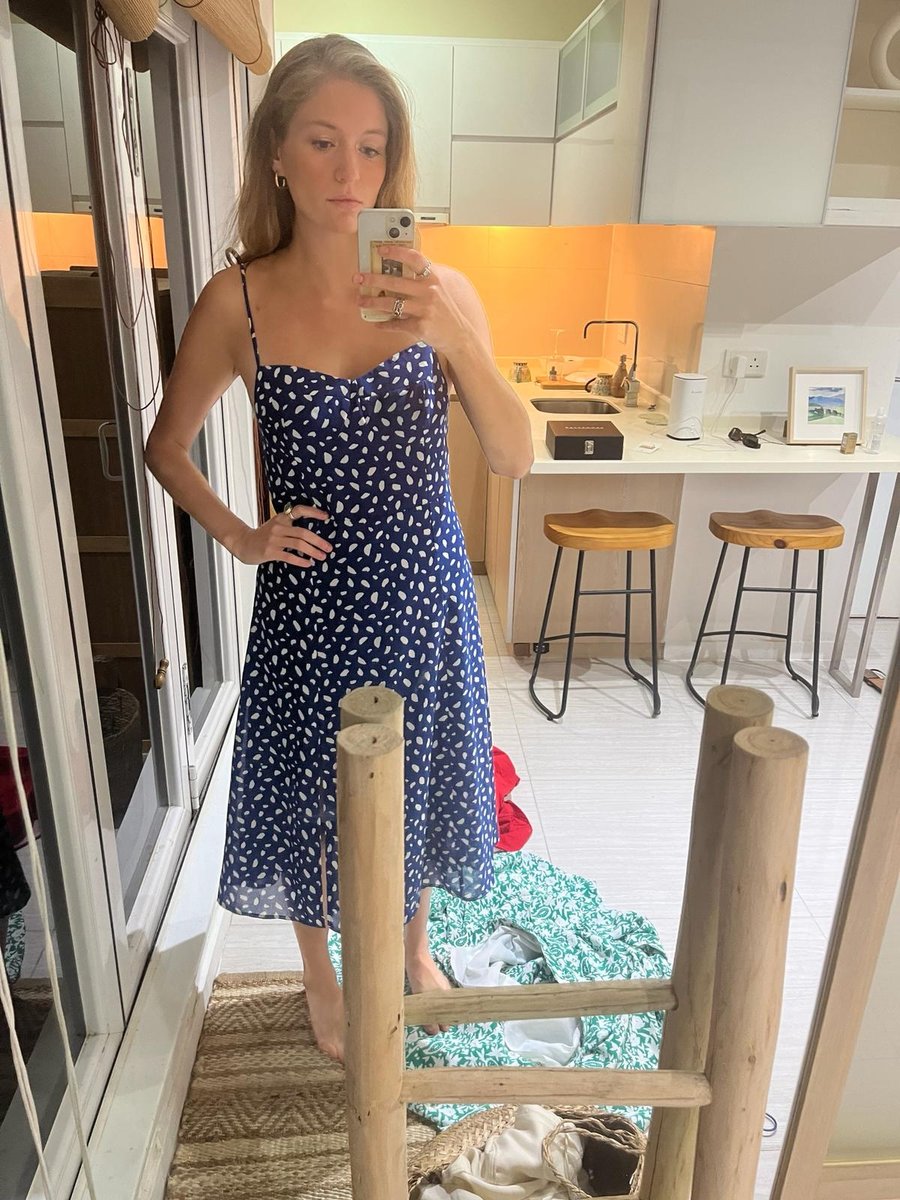 Reformation blue spotty dress