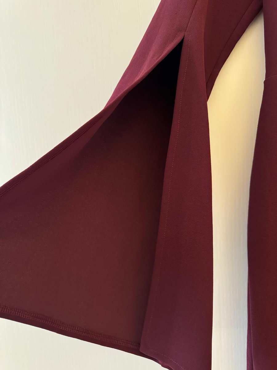V-Neck Burgundy Stretchy Cocktail Dress