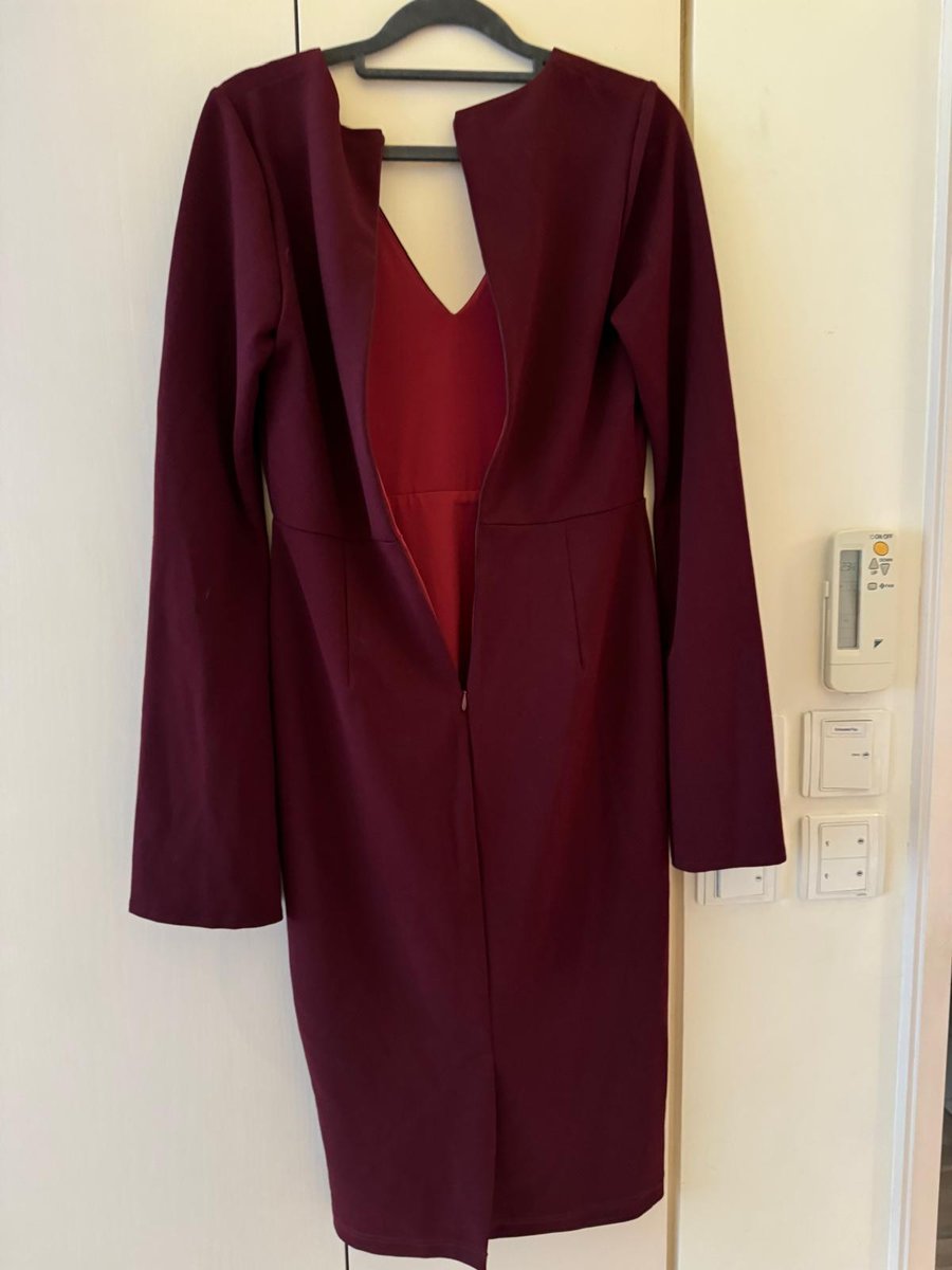 V-Neck Burgundy Stretchy Cocktail Dress