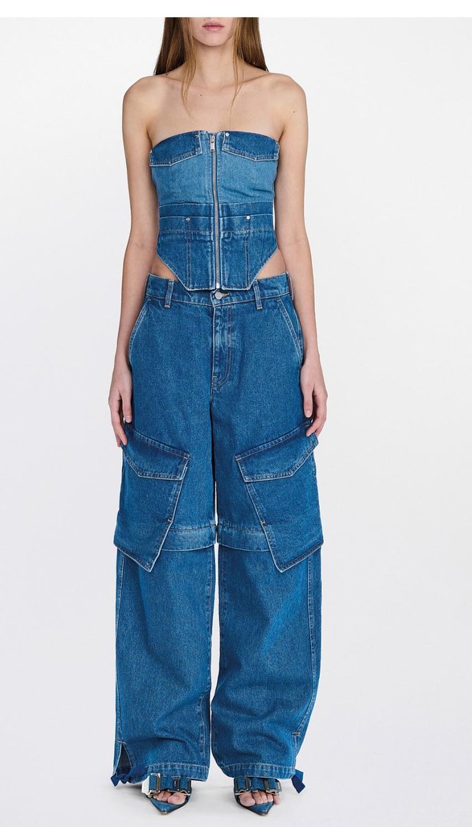 Workwear Denim Corset & Parachute Jeans Set