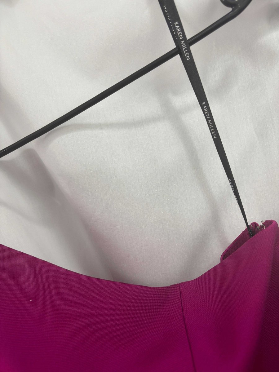 Karen Millen Magenta One Shoulder Maxi Dress UK 14