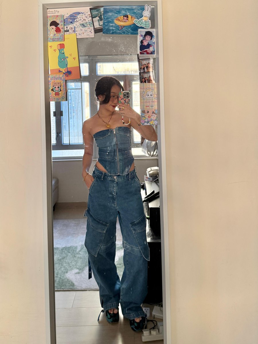Workwear Denim Corset & Parachute Jeans Set