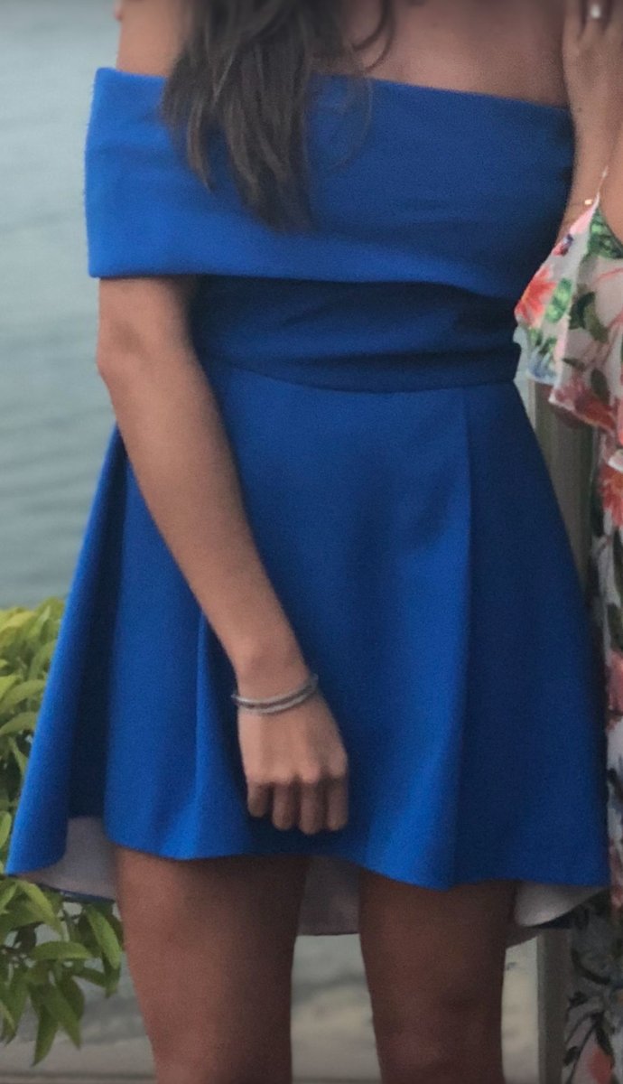 Cobalt blue off the shoulder mini dress