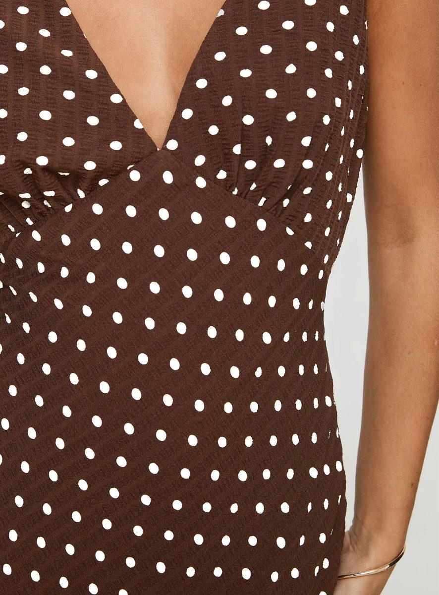 Princess Polly Brown Polka Dot Maxi Dress