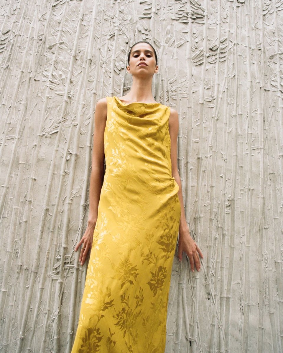 Zara Gold Jacquard Dress