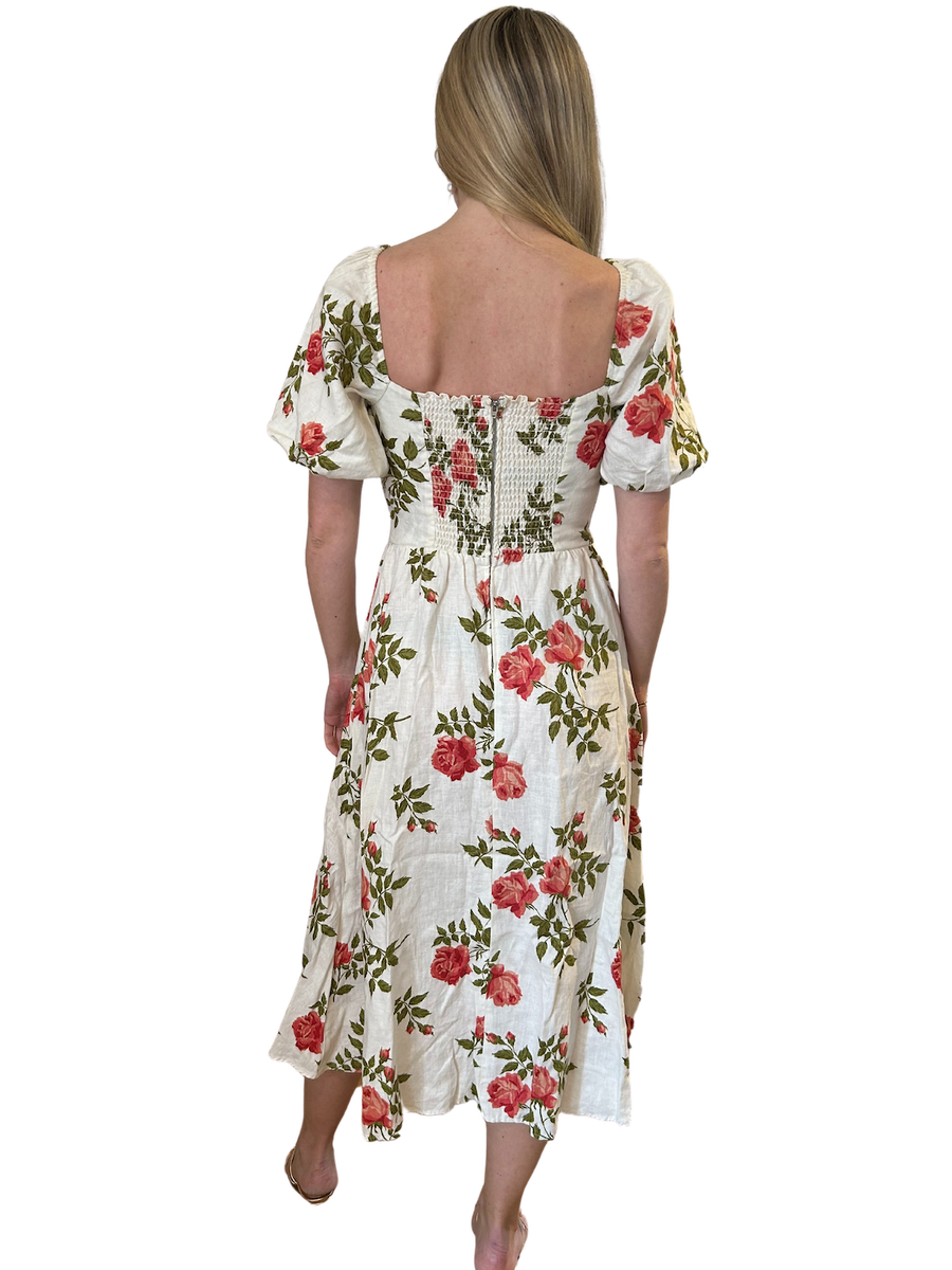 Reformation White Flower Dress