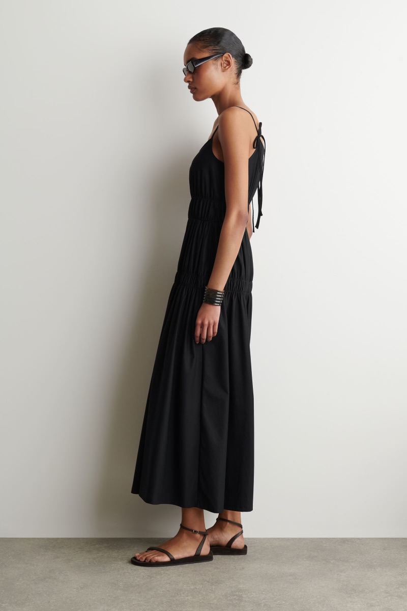 COS GATHERED JERSEY MIDI DRESS
