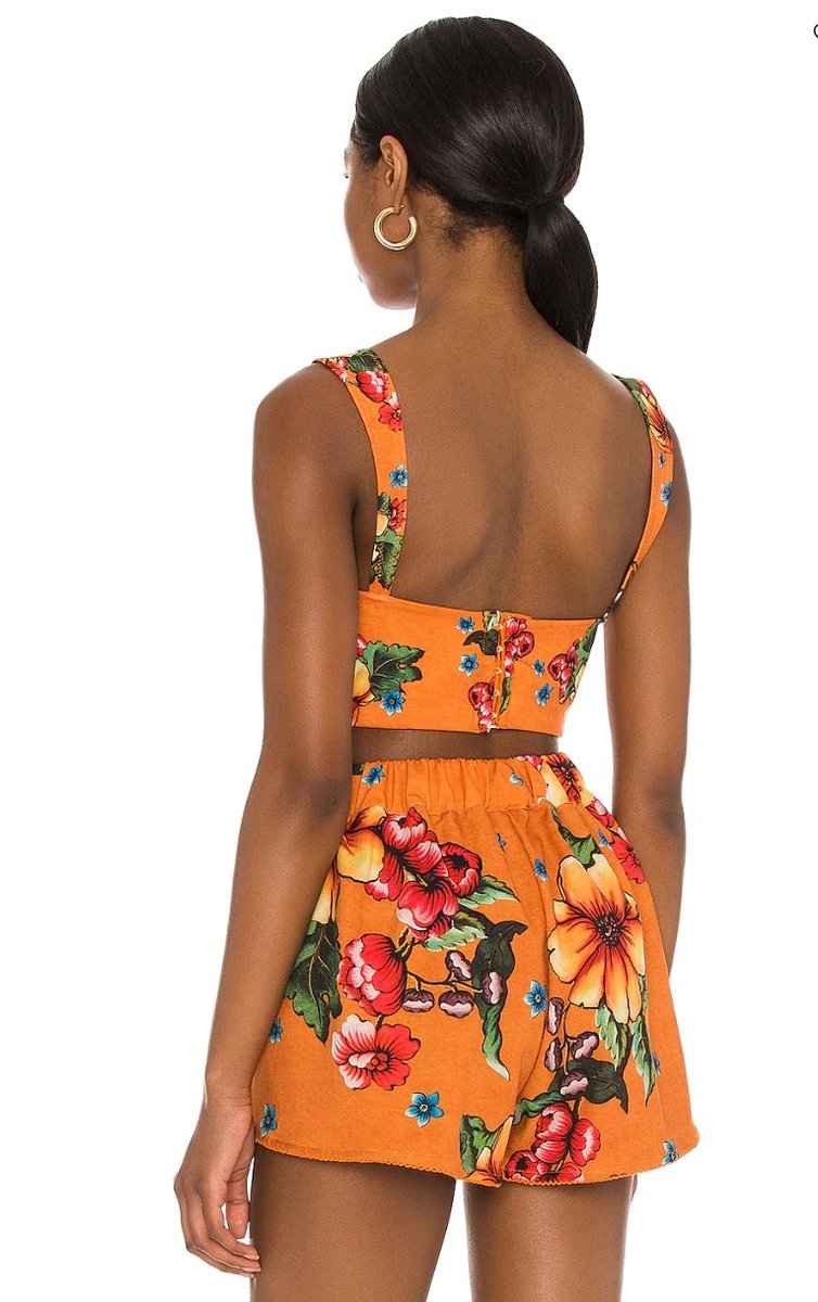 Agua Bendita orange floral twinset