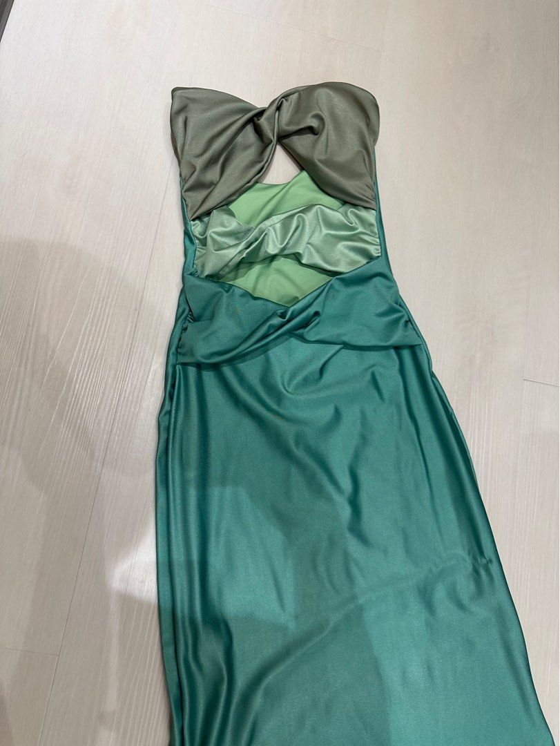 Baobab strapless cut out midi dress in green (size S)
