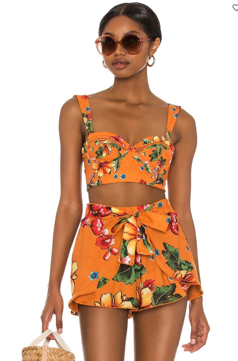 Agua Bendita orange floral twinset