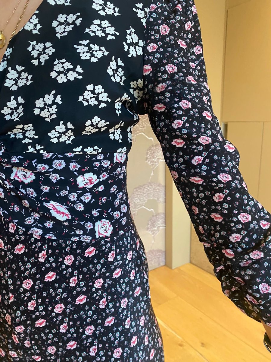 Rixo Chelsea - Black Micro Bunch Floral Long Dress