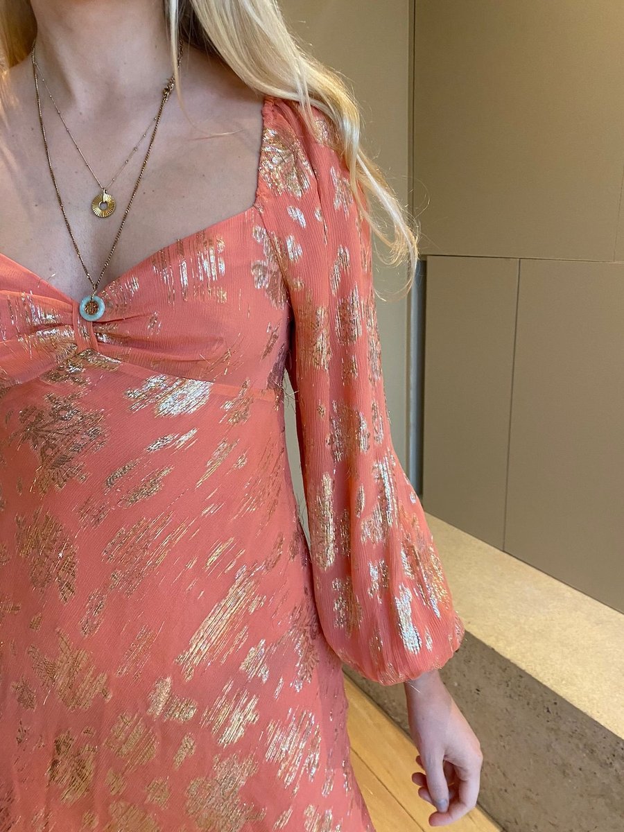 Rixo Paris - Silk-Metallic Dress Coral