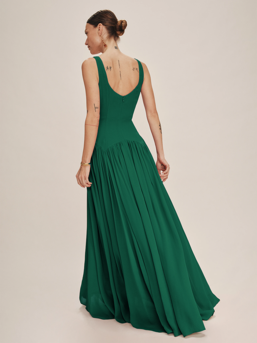 Reformation Green Evening Dress