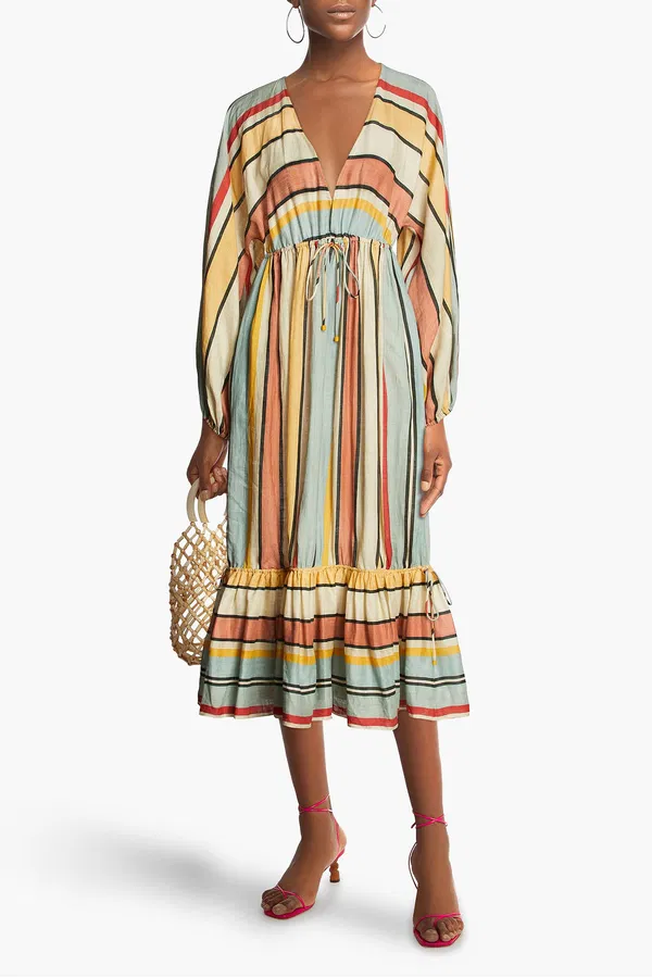 Cassia Tiered Linen-Canvas Midi Dress