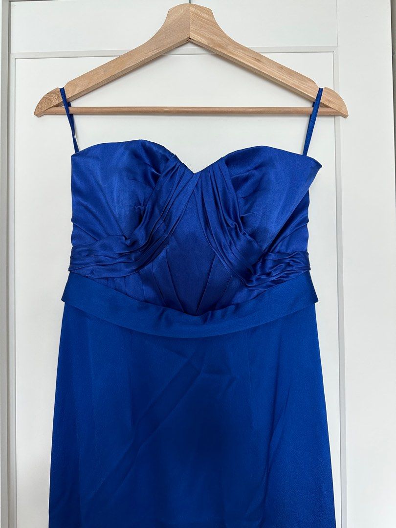 Cobalt blue strapless full length gown by Coast