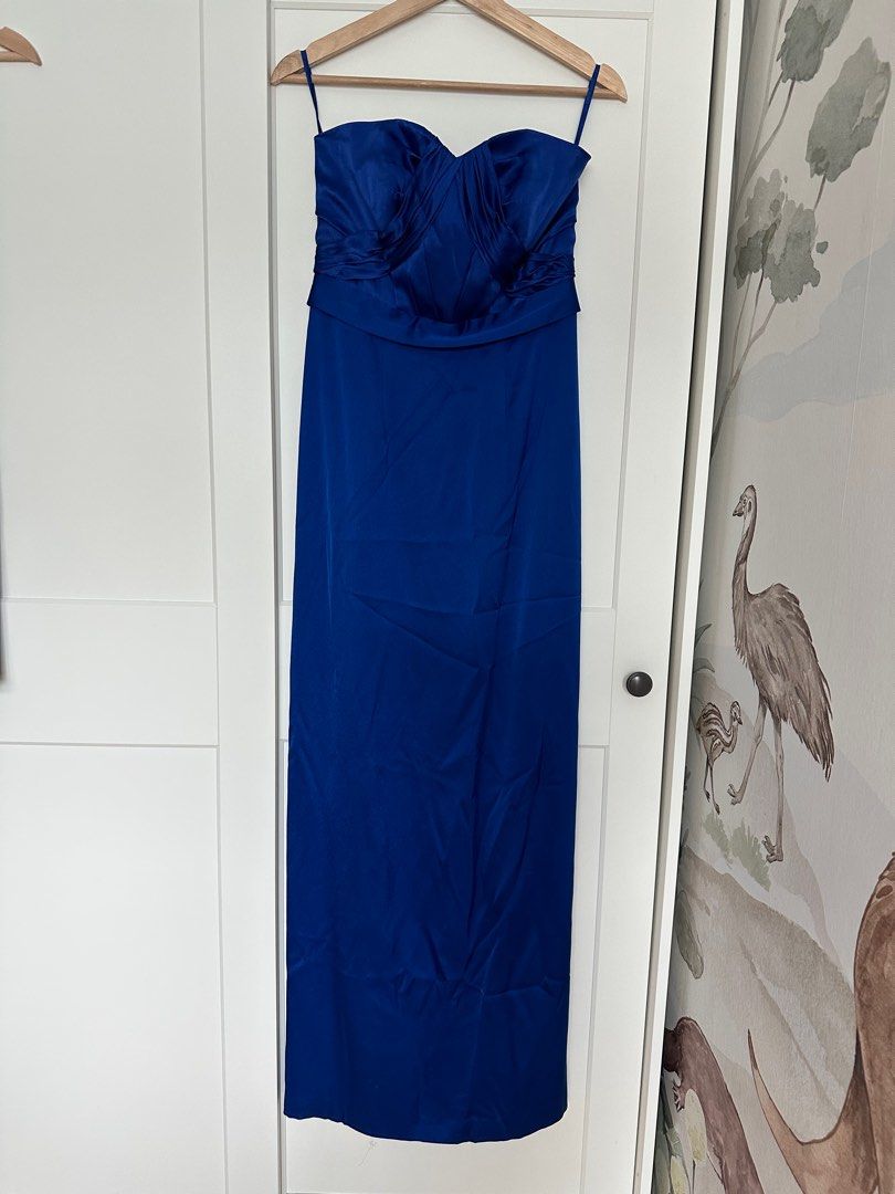 Cobalt blue strapless full length gown by Coast