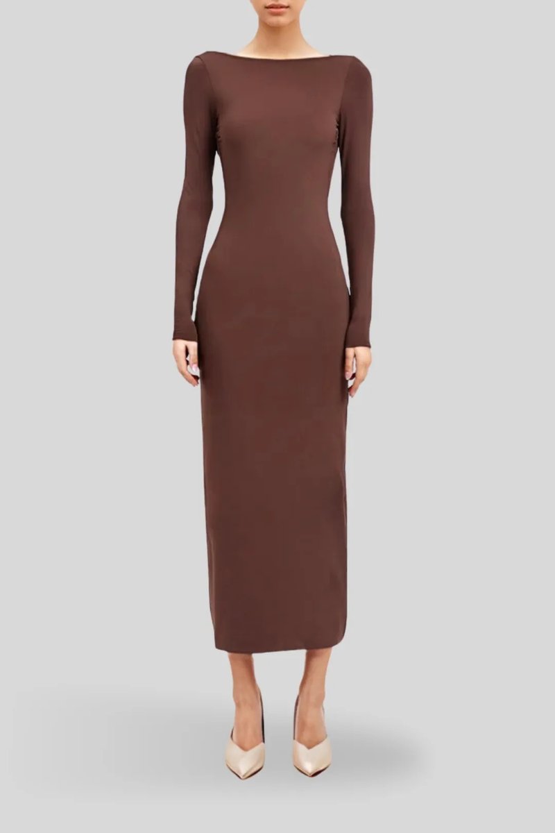 Kookai Amari Midi Dress Dark Mahogany