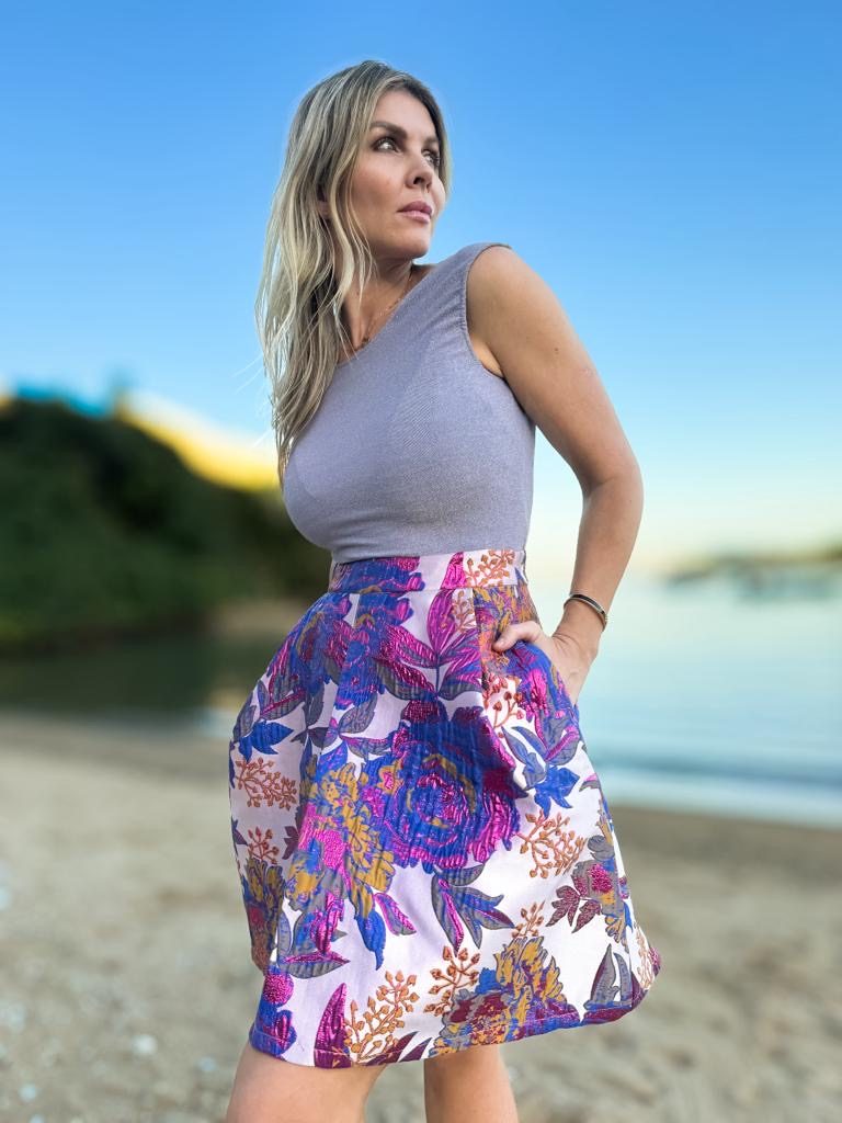 SAN FRANCISCO SKIRT SHORT LENGTH PURPLE FLOWERS
