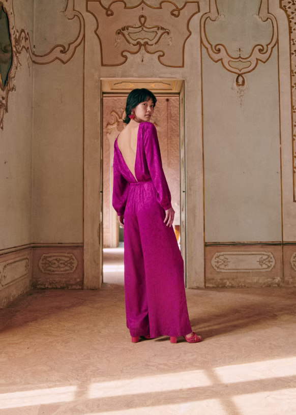 Sezane Fuchsia Debbie Jumpsuit