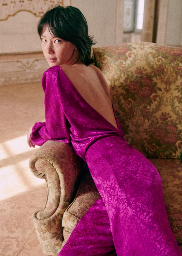 Sezane Fuchsia Debbie Jumpsuit