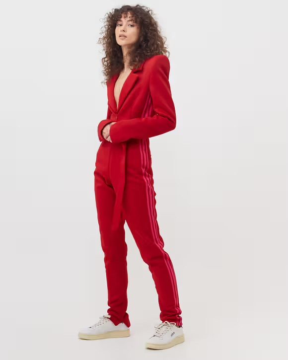Adidas x Ivy Park Knit Jumpsuit – Red with Pink Side Stripes