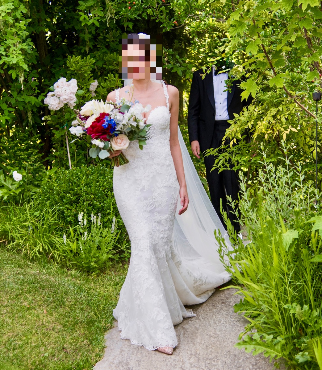 Wedding Pronovias Privee Mermaid dress + veil