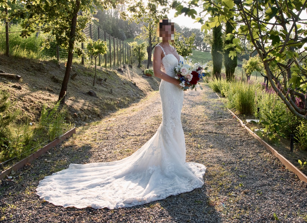 Wedding Pronovias Privee Mermaid dress + veil