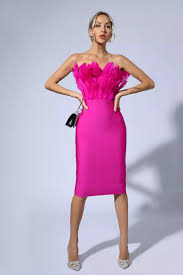 Fuscia feather top bodycon dress (Brand new with tags)