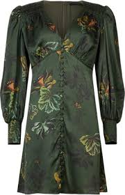 All Saints dark green long sleeved dress