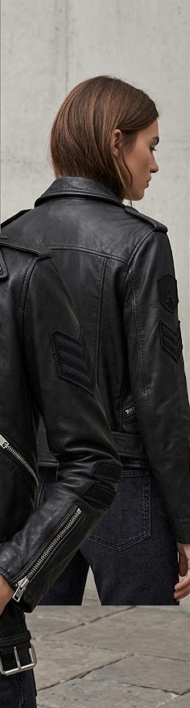 AllSaints College Biker Leather Jacket – Black