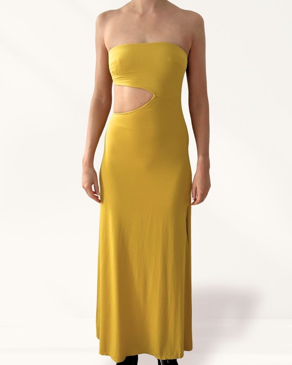 Hai Mustard Strapless Dress