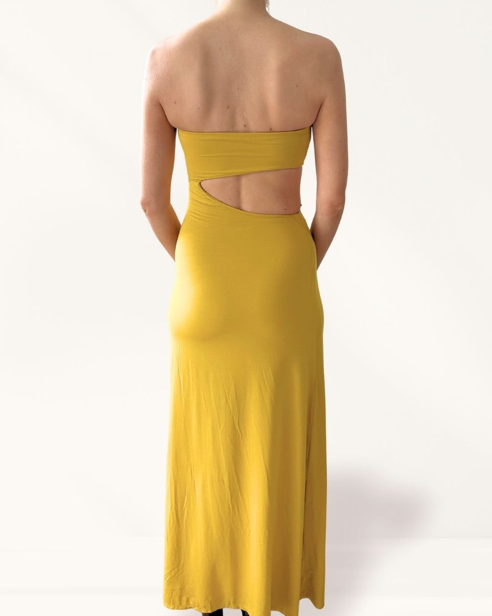 Hai Mustard Strapless Dress