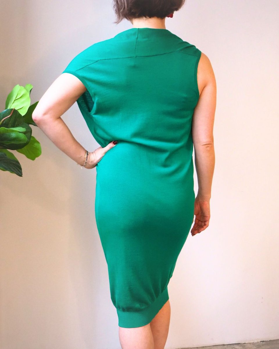 Lanvin Kelly Green Cowl Neck Cashmere Dress