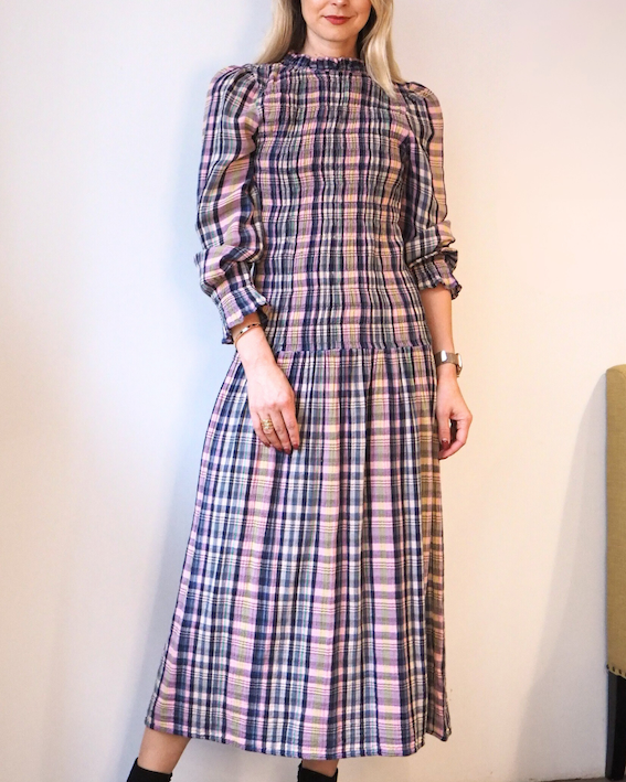 The New Society Dress Checked Midi Dress