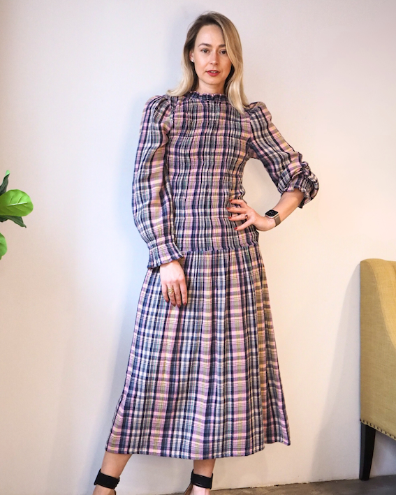 The New Society Dress Checked Midi Dress