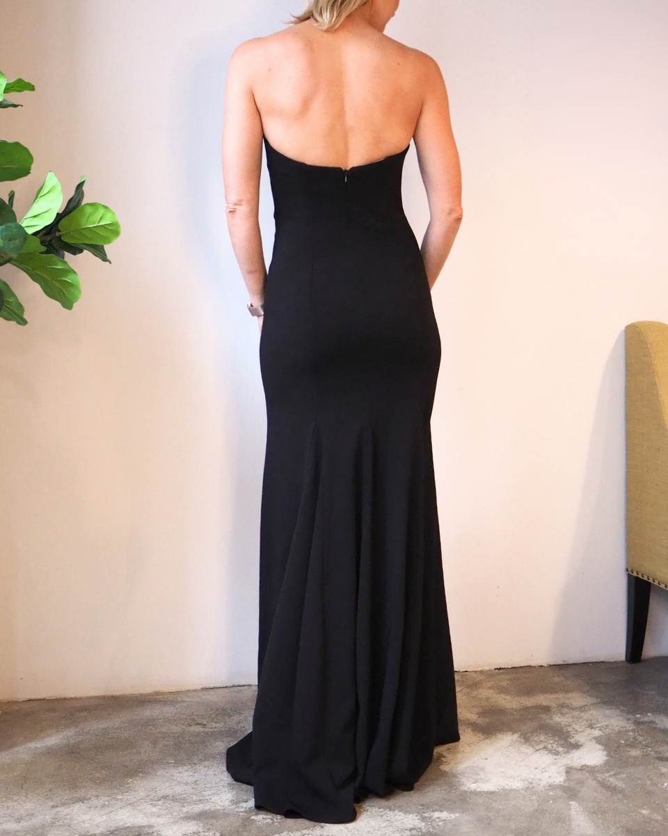 Aqua Long Black Gown